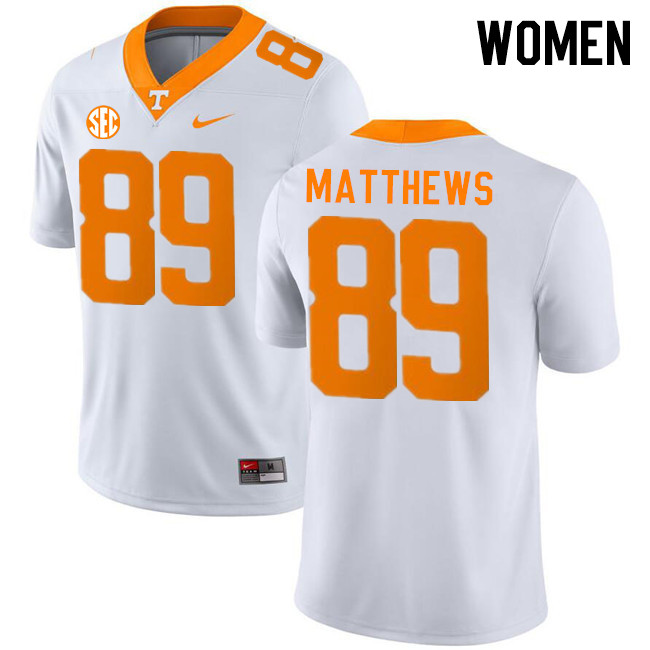 Women #89 Mike Matthews Tennessee Volunteers College Football Jerseys Stitched-White